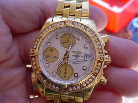 breitling 18k gold k13357 with diamond bezel|Windrider .